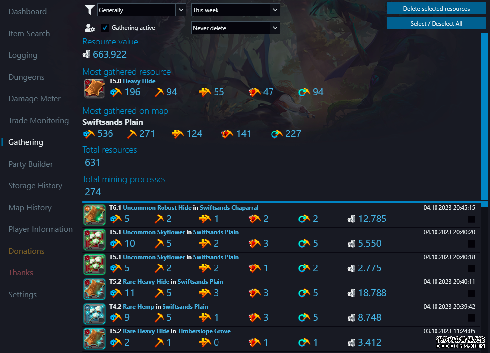 资源采集统计界面