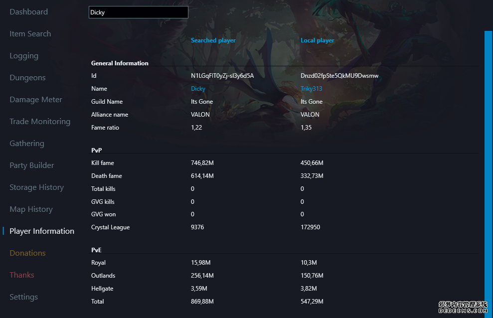 玩家装备信息界面